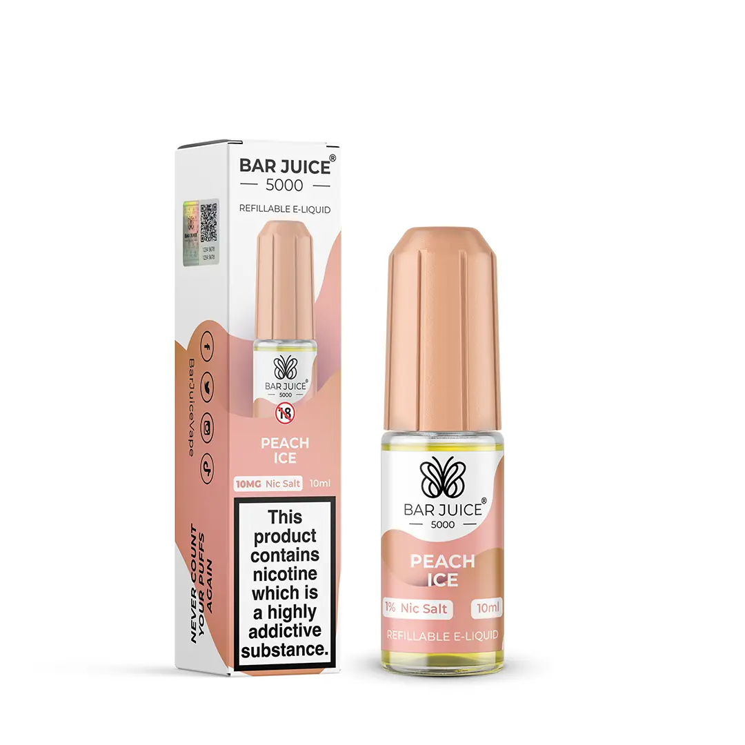 Peach Ice Nic Salt E-Liquid by Bar Juice 5000 Salts 10ml